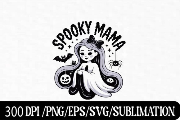 Download Spooky Mama Cute Ghost Halloween Art Pri - Halloween Collection