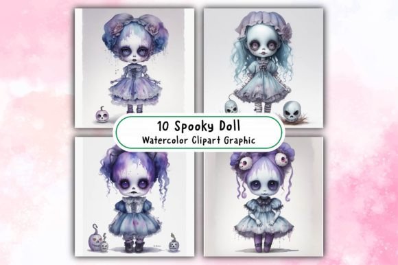 Download Spooky Doll Watercolor Clipart - Doll Collection