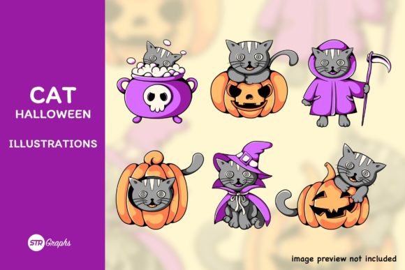 Download 6 Cat Halloween - Character Pack - Halloween Collection