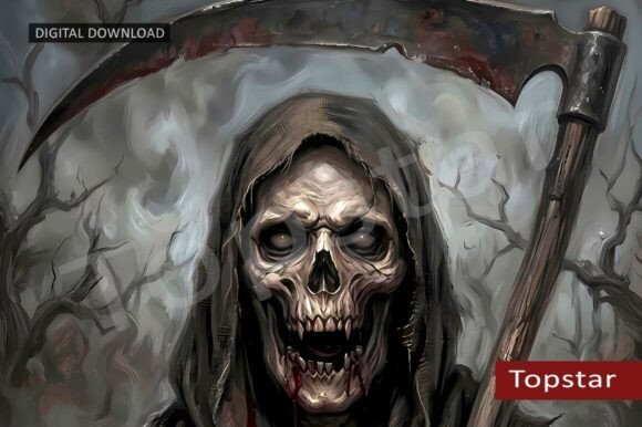 Download Scary Halloween Skull Decor Grim Reaper - Halloween Collection