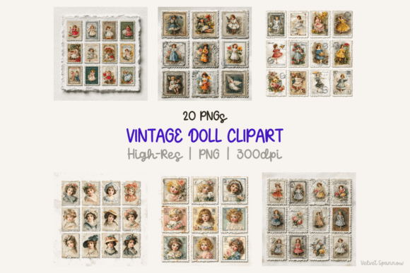 Download Vintage Doll Stamps Clipart - Doll Collection