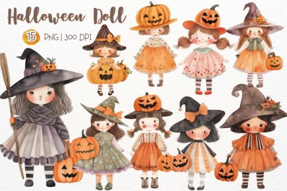 Download Cute Halloween Doll Sublimation Clipart - Doll Collection