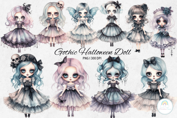 Download Gothic Halloween Doll Sublimation - Doll Collection
