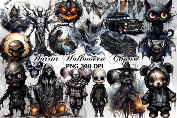 Download Horror Halloween Watercolor Clipart - Halloween Collection