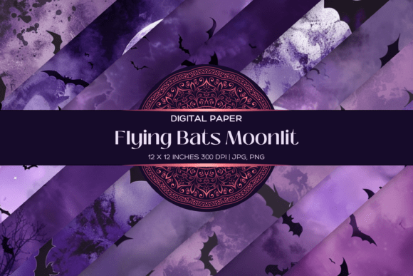 Download Flying Bats Moonlit Halloween Paper - Halloween Collection