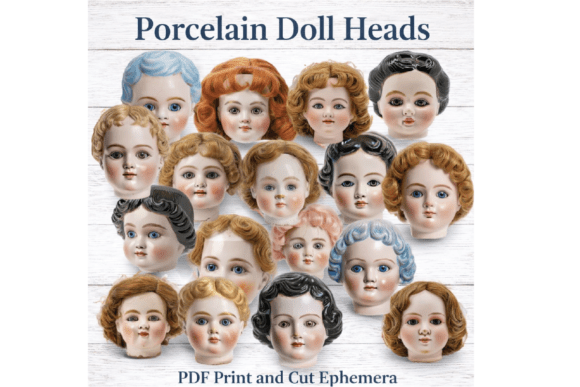 Download Porcelain Doll Heads Junk Journal Page - Doll Collection