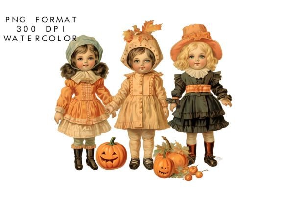 Download Watercolor Halloween Doll Clipart - Doll Collection
