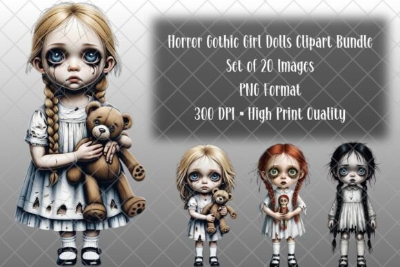 Download Horror Gothic Dolls Clipart Bundle - Doll Collection