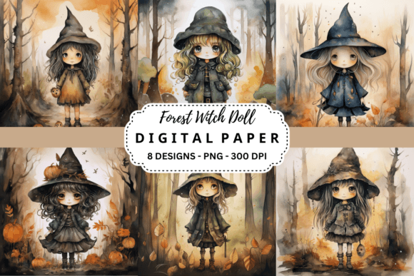 Download Forest Witch Doll Watercolor Background - Doll Collection