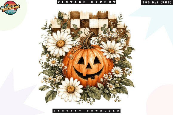 Download Floral Halloween Pumpkin Buffalo Plaid - Halloween Collection