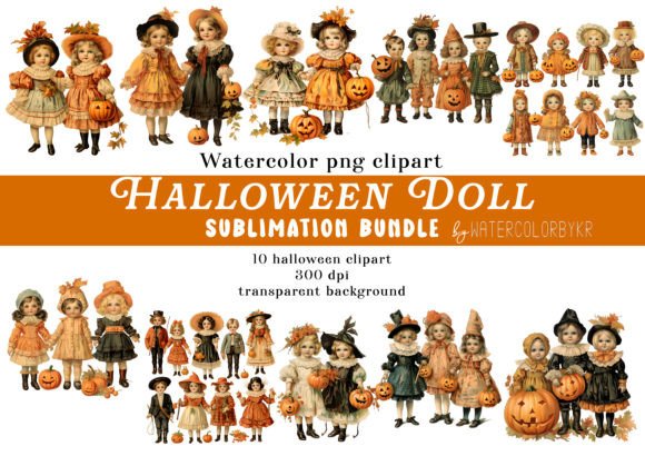 Download Watercolor Halloween Doll Bundle Clipart - Doll Collection