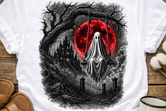 Download Halloween Ghost Swing Red Moon PNG - Halloween Collection
